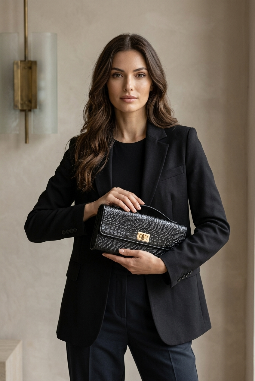 Long Clutch Croco With Handle - Gambar 6